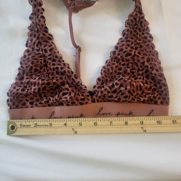 Victoria Secret PINK Women Bra Small Lepoard Bralette Strappy Lace Lightly Lined - Picture 6 of 6